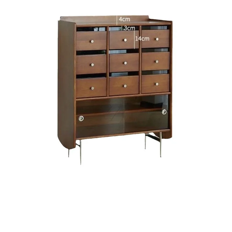 

Retro solid wood bucket storage dining side cabinet against the wall book bedroom shelf side locker living room