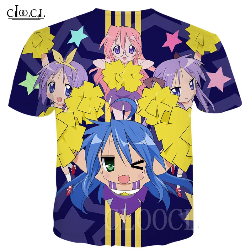 CLOOCL Lucky Star Japanese Anime T Shirt Mens Women Cartoon  Loli Oversized Sports T Shirts 3D Printed Harajuku Streetwear Tops