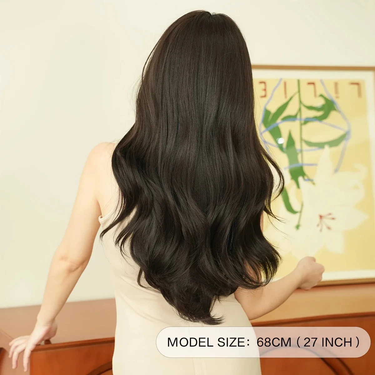 Longo encaracolado peruca completa para mulheres longo cabelo ondulado diário natural francês ondas grandes imitação completa peruca de cabelo humano