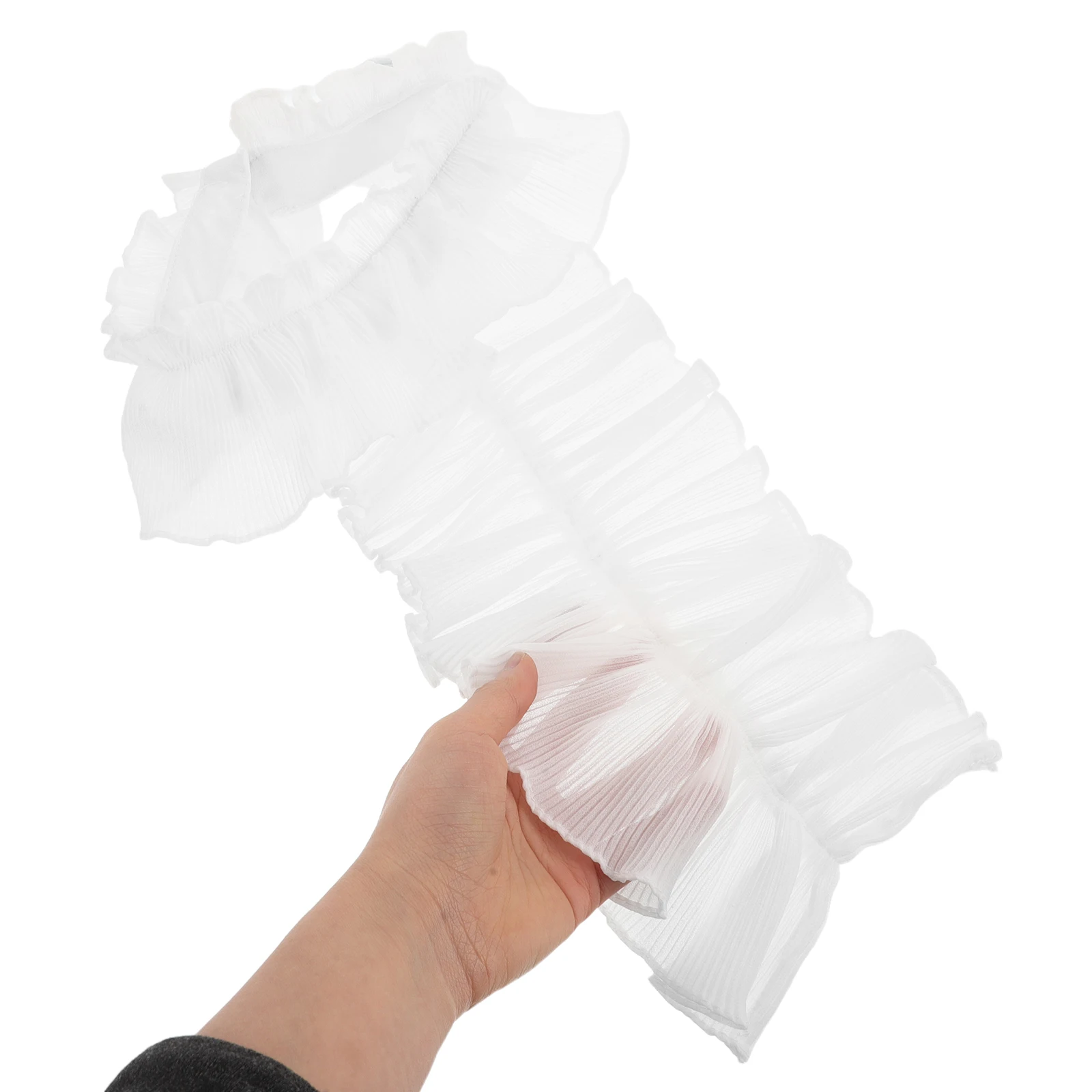 

Detachable Clothing Scarf Blouse False White Polyester Decorative Elegant French Pleated Soft Comfortable Versatile Accessory