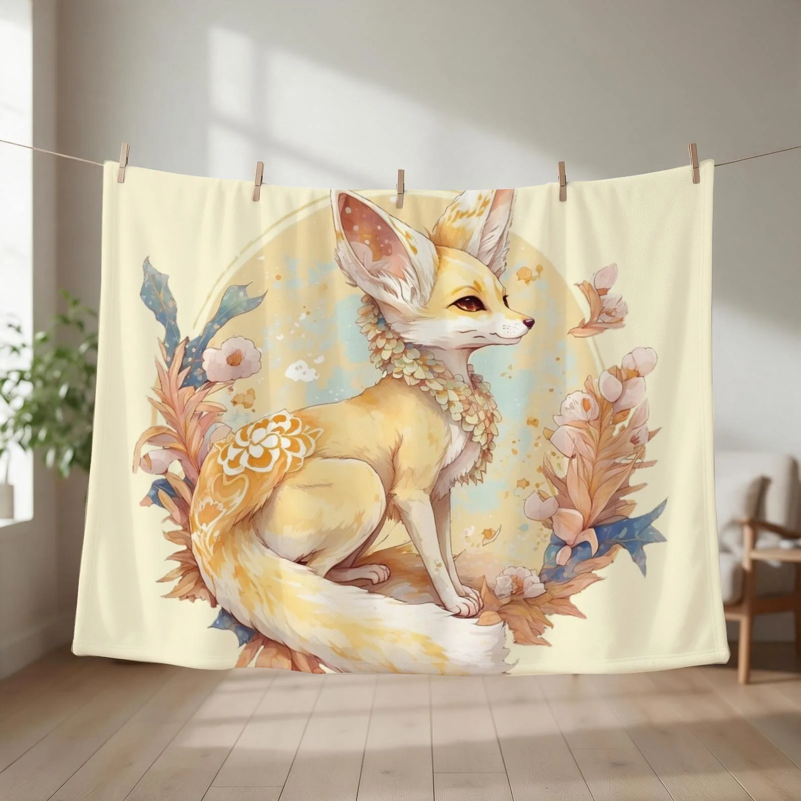 Fennec Fox Heaven Throw Blanket couch cozy soft plush fuzzy picnic outdoor blanket