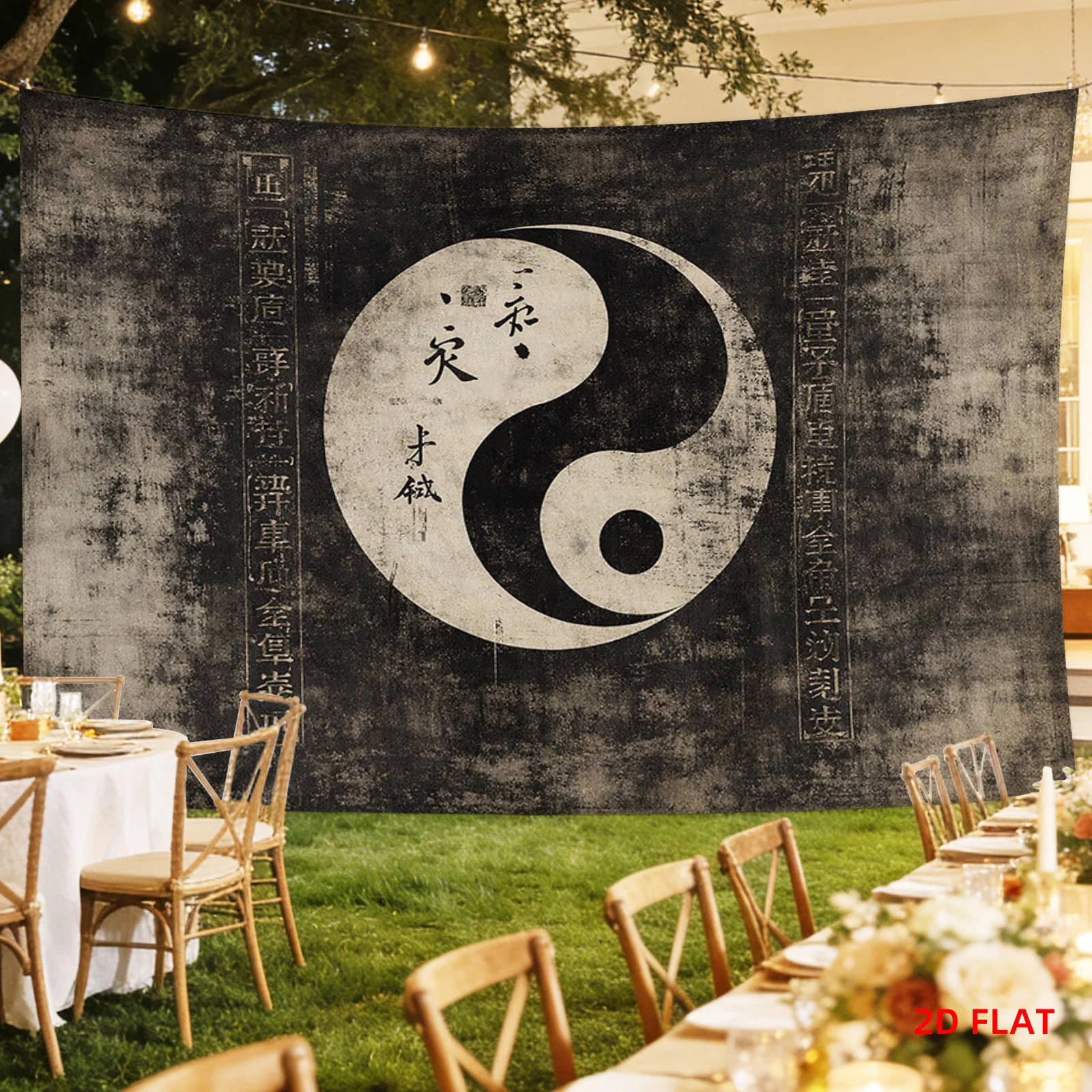Vintage Yin Yang Tapestry Wall Hanging Chinese Art Decor Zen Feng Shui Taiji Living Room Abstract Poster Oriental Culture Style