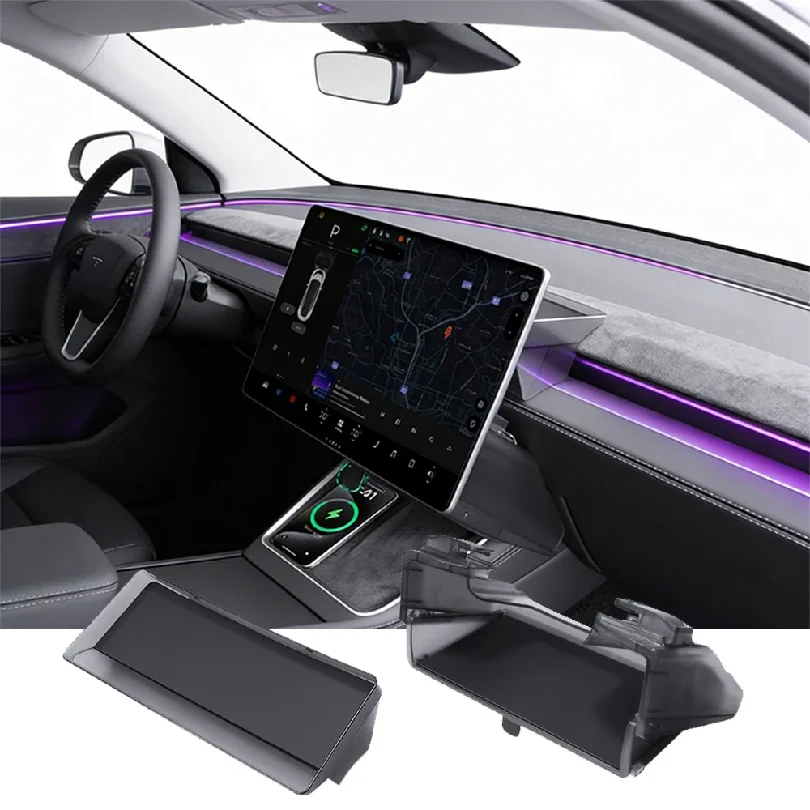 Magnetic Folding Under‑Screen ETC Hidden Storage Box For Tesla Model Y Juniper 2025‑2026 (15.4‑Inch Screen Only) Model 3 Highlan