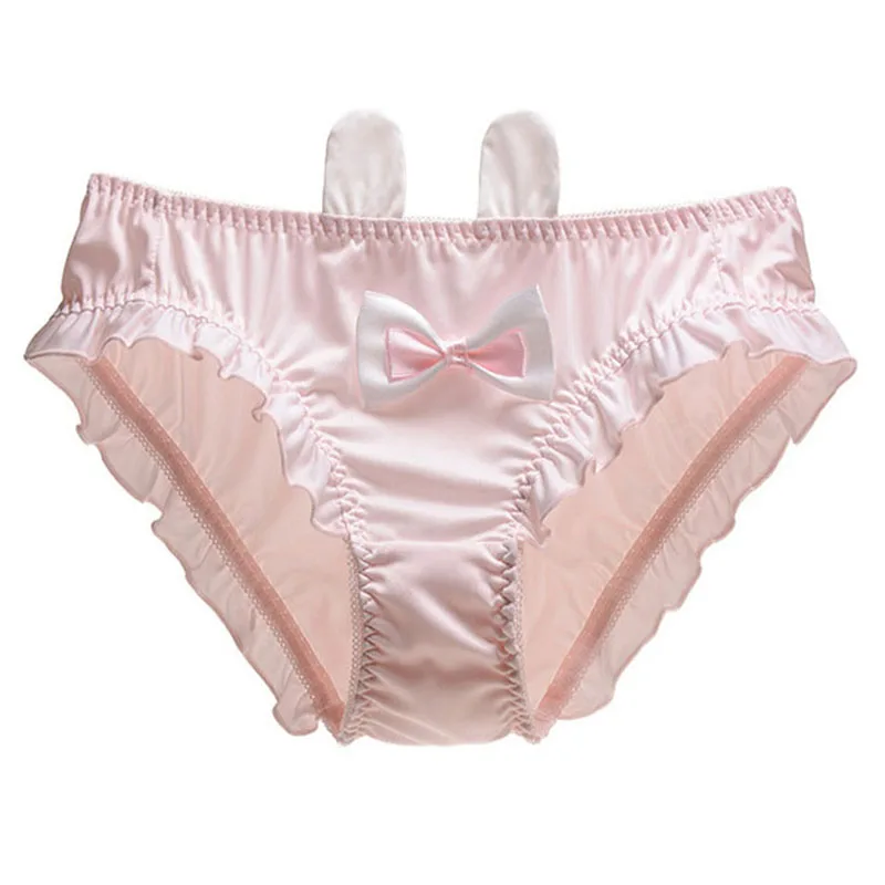 Rabbit Ears Three-Dimensional Women Underwear Milk Silk Ruffle Low Waist Girl Panties Japanese Style Cute Lovely Female Breifs