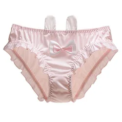 Rabbit Ears Three-Dimensional Women Underwear Milk Silk Ruffle Low Waist Girl Panties Japanese Style Cute Lovely Female Breifs