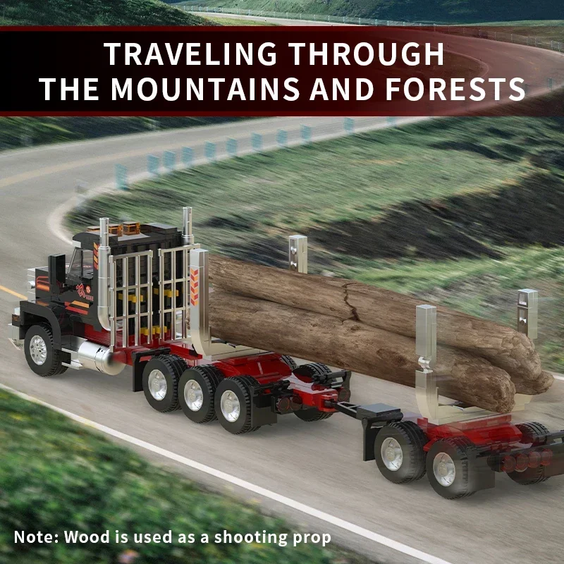 445PCS Amerikanischen Log Lkw Kopf Bausteine Holz Transport Lkw Auto Modell Ziegel Desktop Ornamente Kinder DIY Spielzeug Geschenke