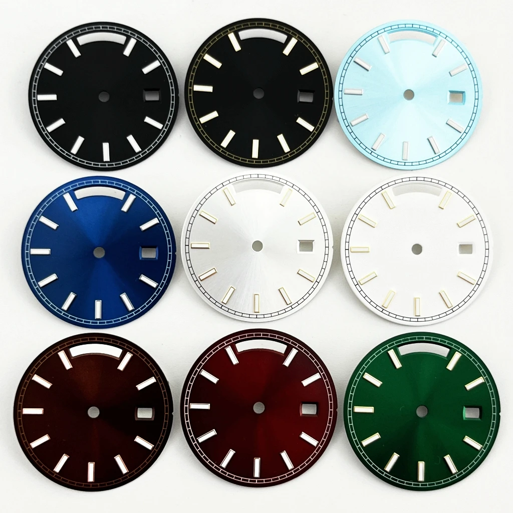 ST1644 Quadrante 28,5 mm Nero/Bianco Sterile Verde Luminoso Quadrante Orologio Movimento Automatico Accessori Per Orologi Con Finestra Calendario