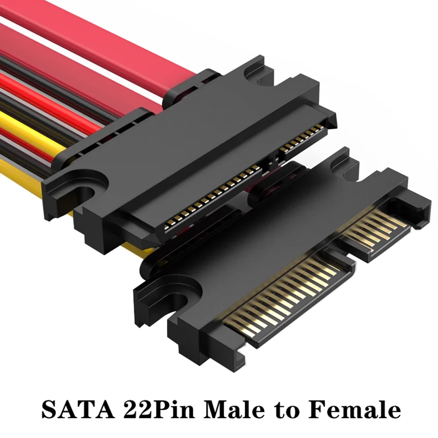 Sata 22 pines macho a hembra Cable de extensión Sata SATA 22 pines macho a hembra 7 + 15 pines Sata Cable combinado de alimentación de datos disco duro