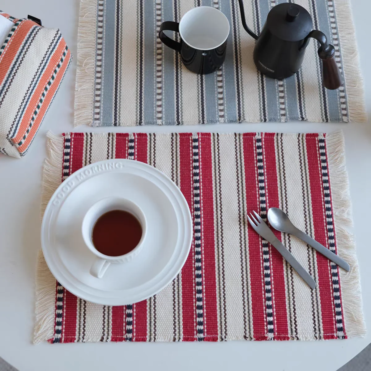 Stripe Background Tablecloth Nordic Photo Tapestry Placemat Ins Table Mat Desk Decoration Accessories Napkin