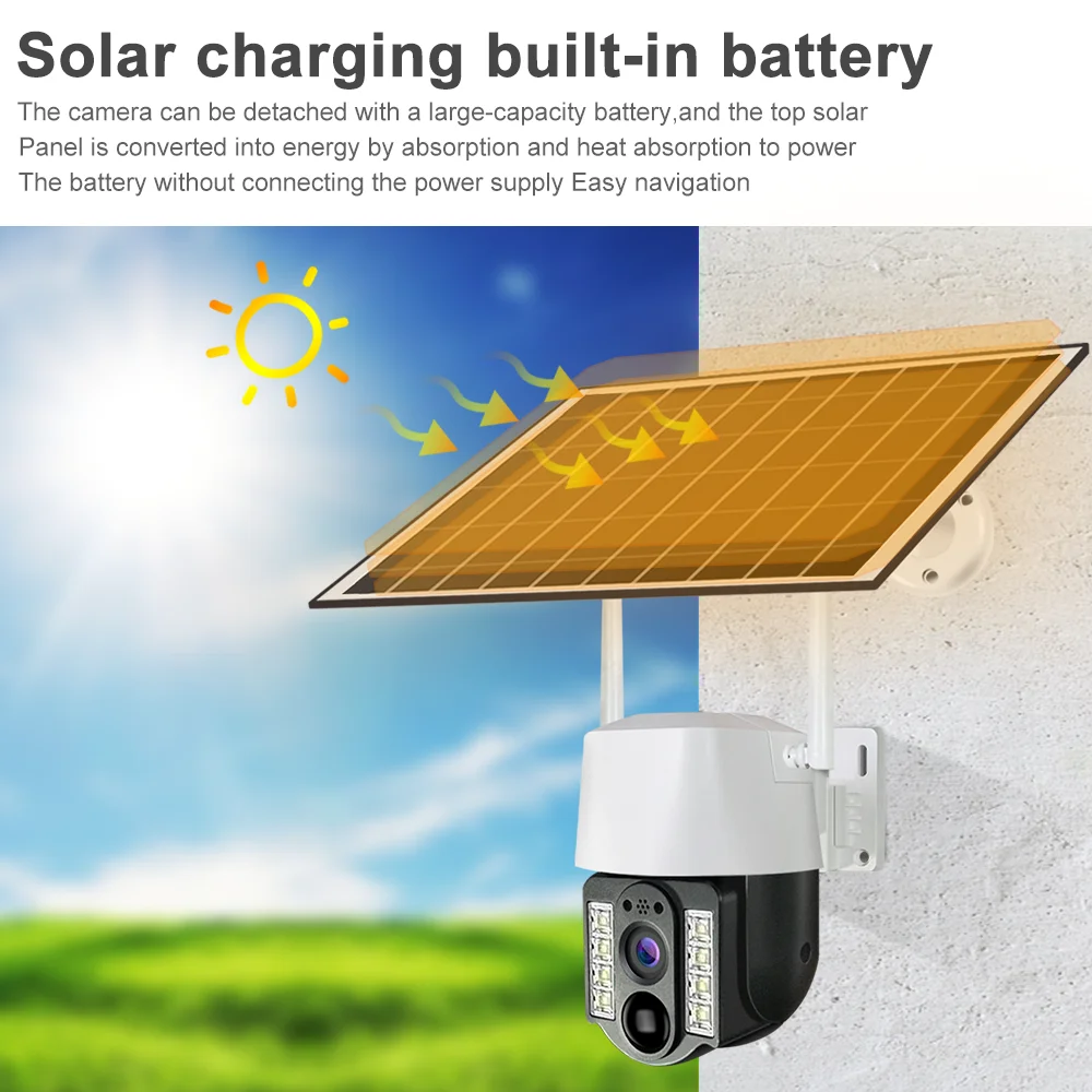 WIFI Solar Camera 4K 4MP 1080P HF IP Outdoor Dual Lens Wireless Camara Waterproof Home Security Protection V380 PRO CCTV Camera