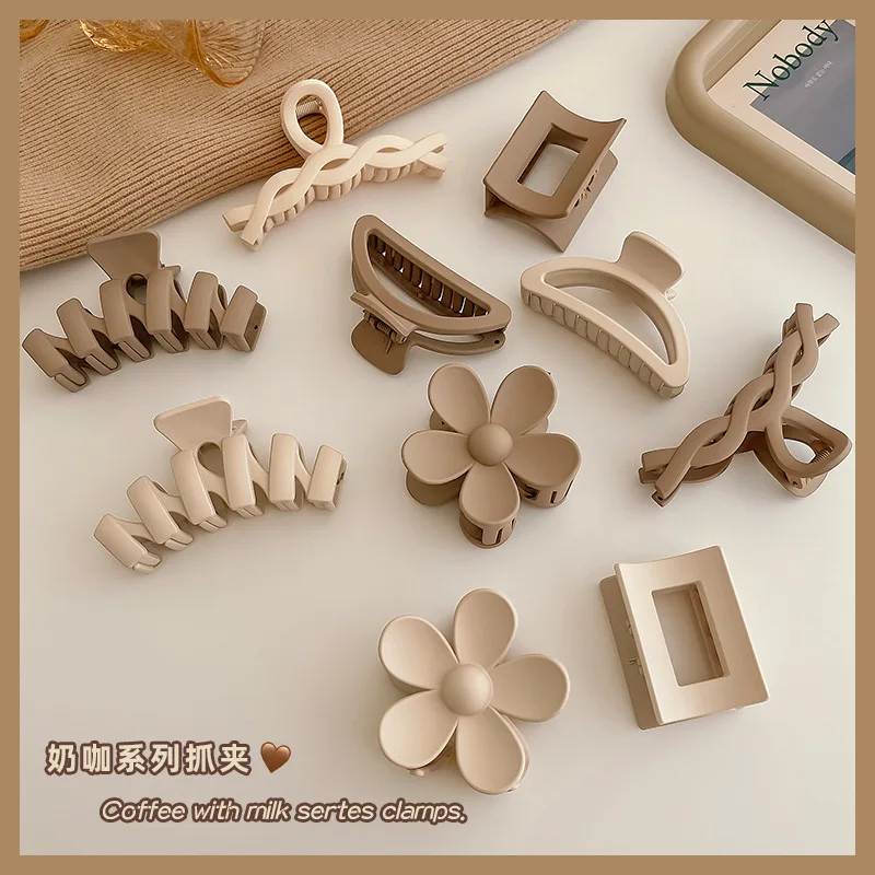 

Women Hair Claw Clips Korea Coffee Beige Acrylic Large Hair Claw Hairpin Geometric Barrettes Crab Girl Headwear Hair Accessories