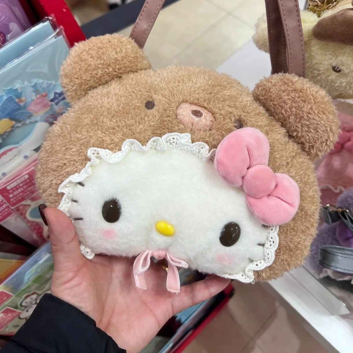 

Kawaii милый медведь Sanrio Hellokitty сумка-мессенджер аниме мультфильм девушка сердце плюшевая кукла сумка большая вместительная сумка подарки на день рождения