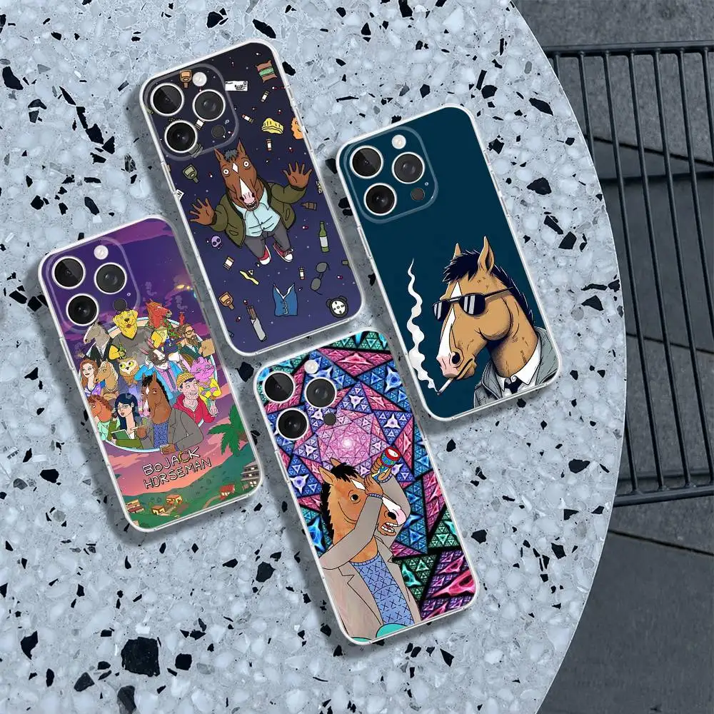 

B-BoJack H-Horseman Phone Case For iPhone 17 16 15 14 13 12 11 Pro Max Plus X XS XR Mini Transparent Soft Cover