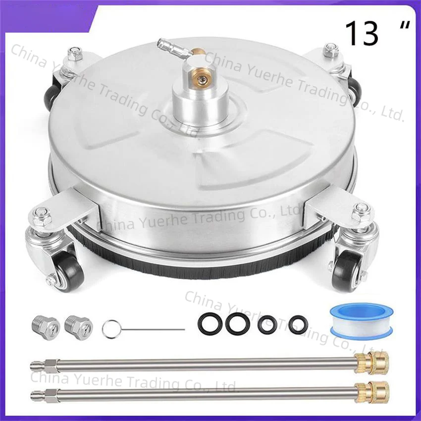 4000PSI 13 Inch Pressure Washer Surface Ground Floor Cleaner Stainless Steel With 4 Wheels, 1/4
