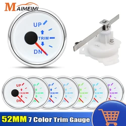 7 Color LED Backlight 52mm Trim Gauge 0-190ohm Trim Gauge Sensor For 12V 24V Car Boat Marine Boat Vehicles Up-Down Trim Meter