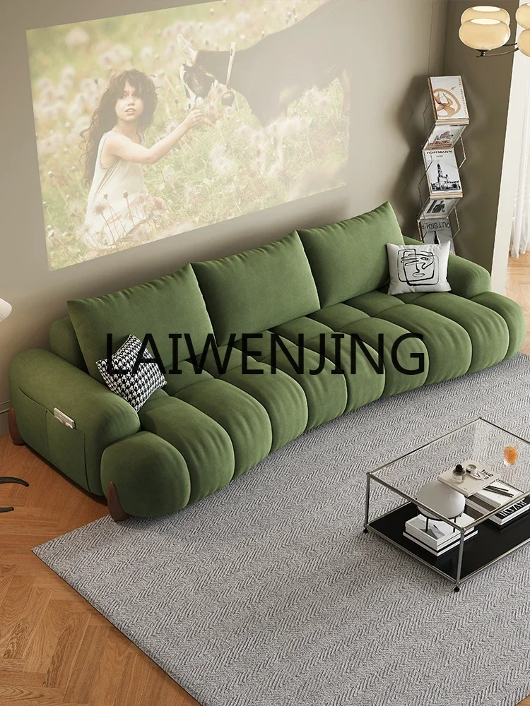 

Fabric sofa marshmallow retro style small apartment living room Italian minimalist straight row cat scratching cloth sofa