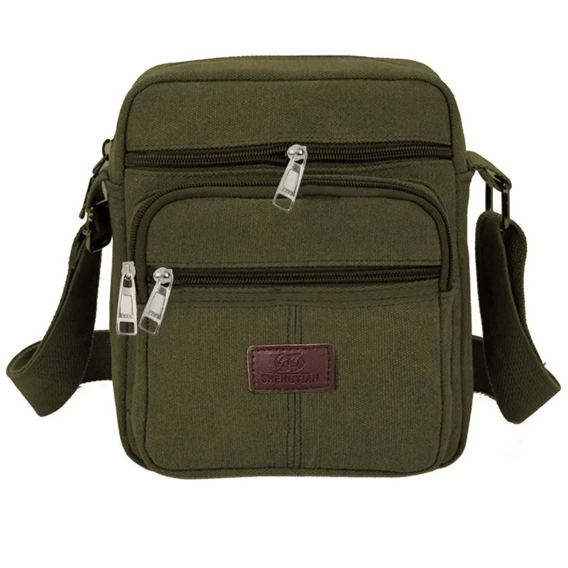 Multifunctional Men\'s Shoulder Bag Flap Solid Color Casual Messenger Canvas Travel Male Crossbody Bags