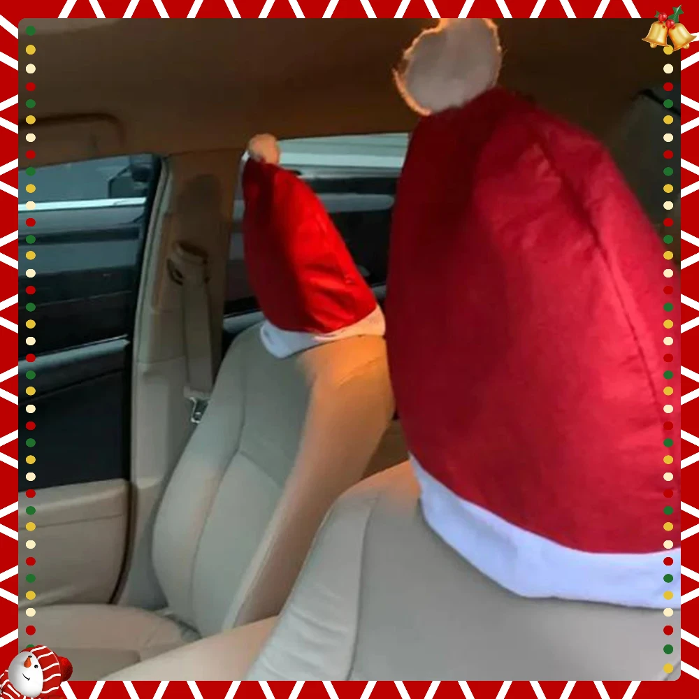 

Новый 2 шт. чехол на автомобильное кресло, рождественский подголовник автомобильного сиденья, декоративный чехол, рождественское украшение автомобиля, шляпа S003622
