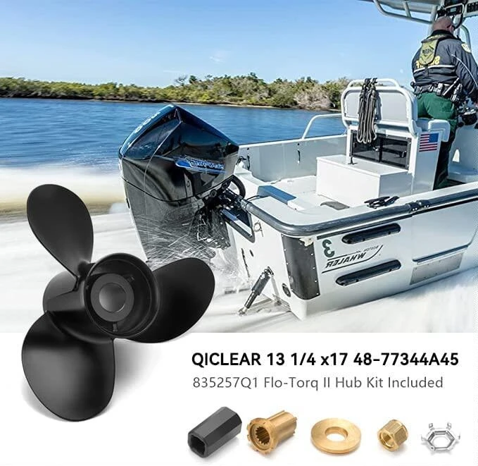 Aluminum Outboard Motor Propeller | 3-Blade Boat Prop Replacement for Most 2.5-60HP Marine Engines