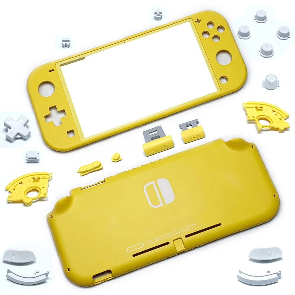 Botones de carcasa de plástico de repuesto para consola Nintendo Switch Lite, cubierta frontal y trasera, color amarillo