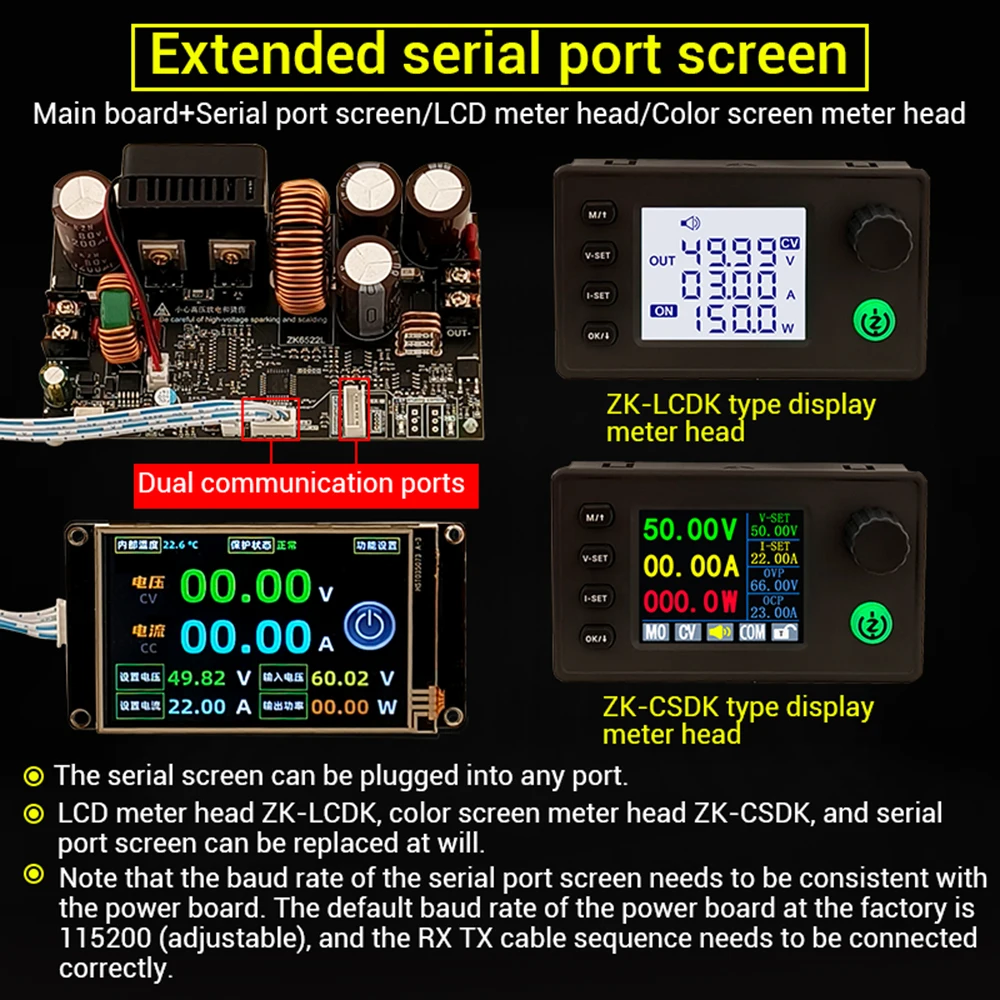 ZK-6522C Step-down Voltage Regulator CNC Adjustable Constant Voltage and Constant Current Module Color Screen Display