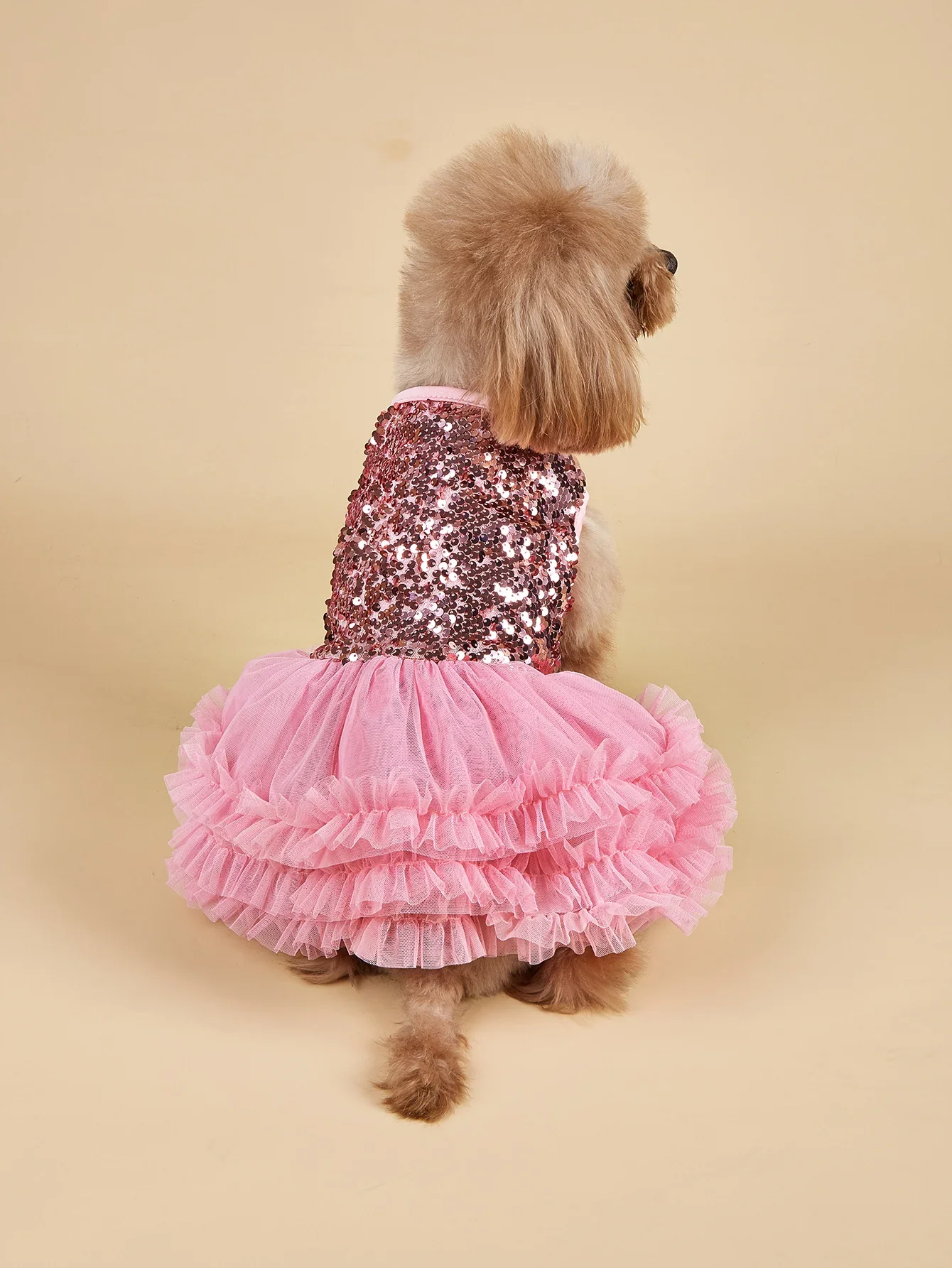 Dog Dress Girl Dog Sleeveless Clothes Sequin Pet Apparel Doggie Tutu with Tulle Cat Clothing Puppy Dresses Doggy Costume