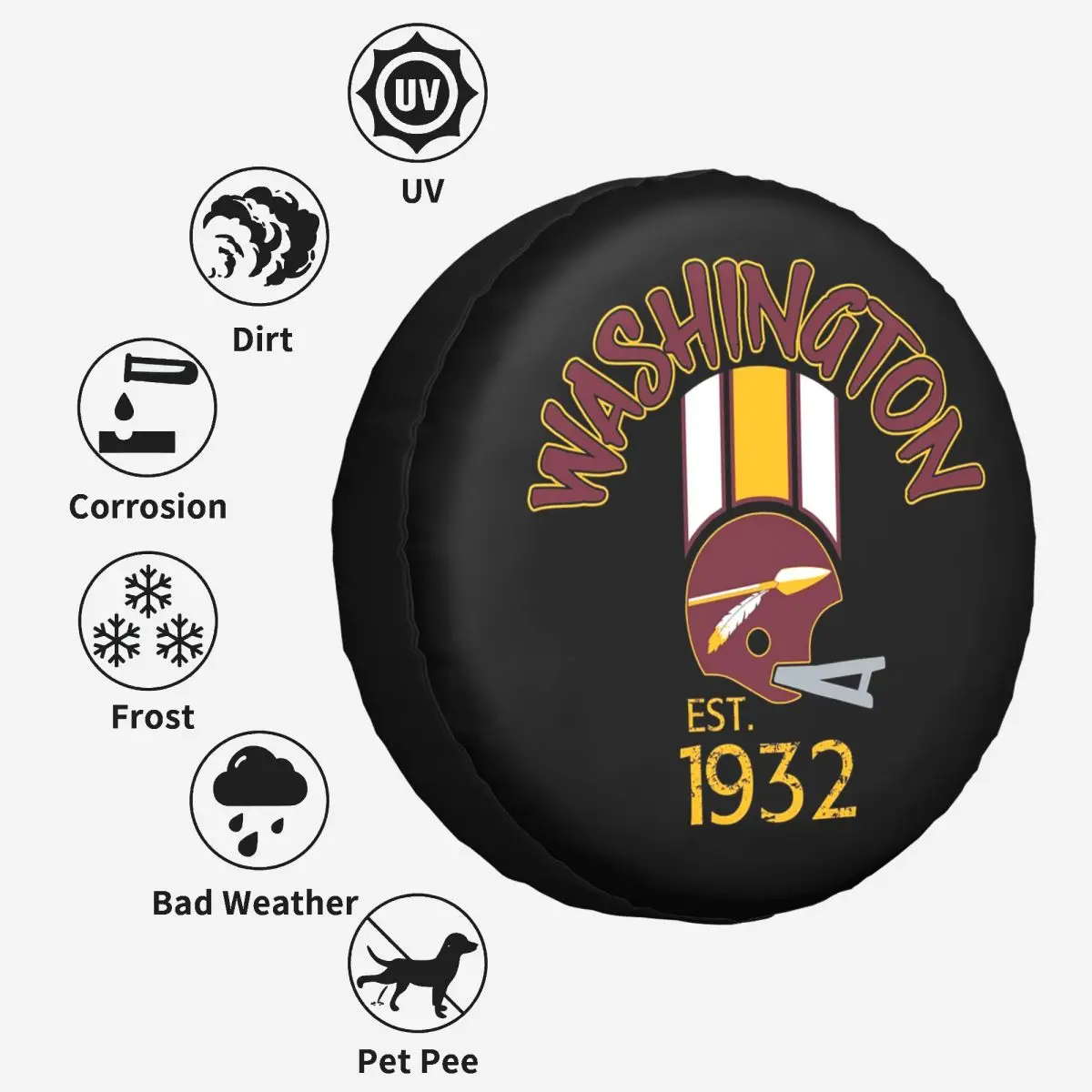 واشنطن برو كرة القدم سافاج خوذة 1932 الملابس غطاء الإطارات الاحتياطية ل جيب SUV RV 4WD مركبة 4x4 عجلة حامي يغطي