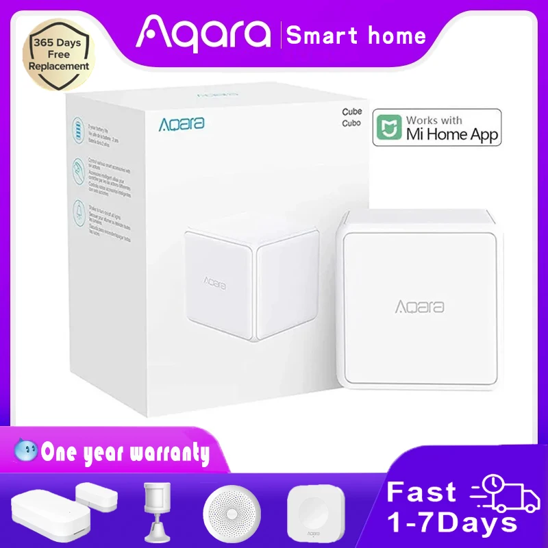 

Оригинальный контроллер Aqara Magic Cube Zigbee версии 3,0, управляемое шестью движениями устройство, работает с приложением Mijia Mi Home для умного дома