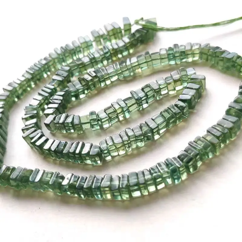 green Apatite square roundelle 3mm nature for DIY making jewelry necklace 38cm FPPJ wholesale loose beads