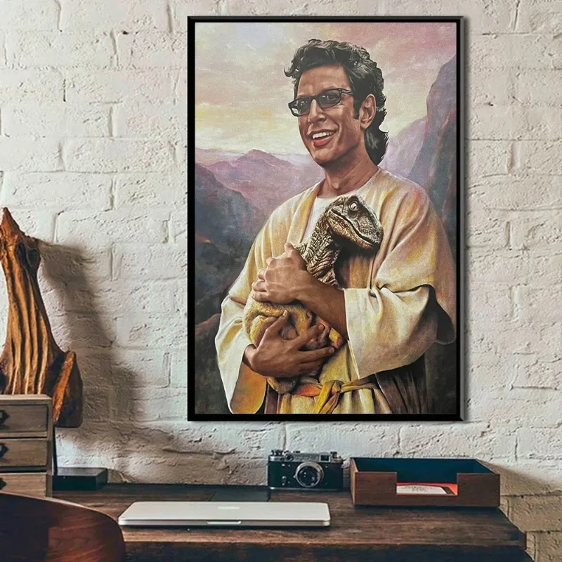 Jurassic Park Dinosaur Art Poster Saint Jeff Goldblum Canvas Painting Modern Wall Picture for Kids Room Home Decoration