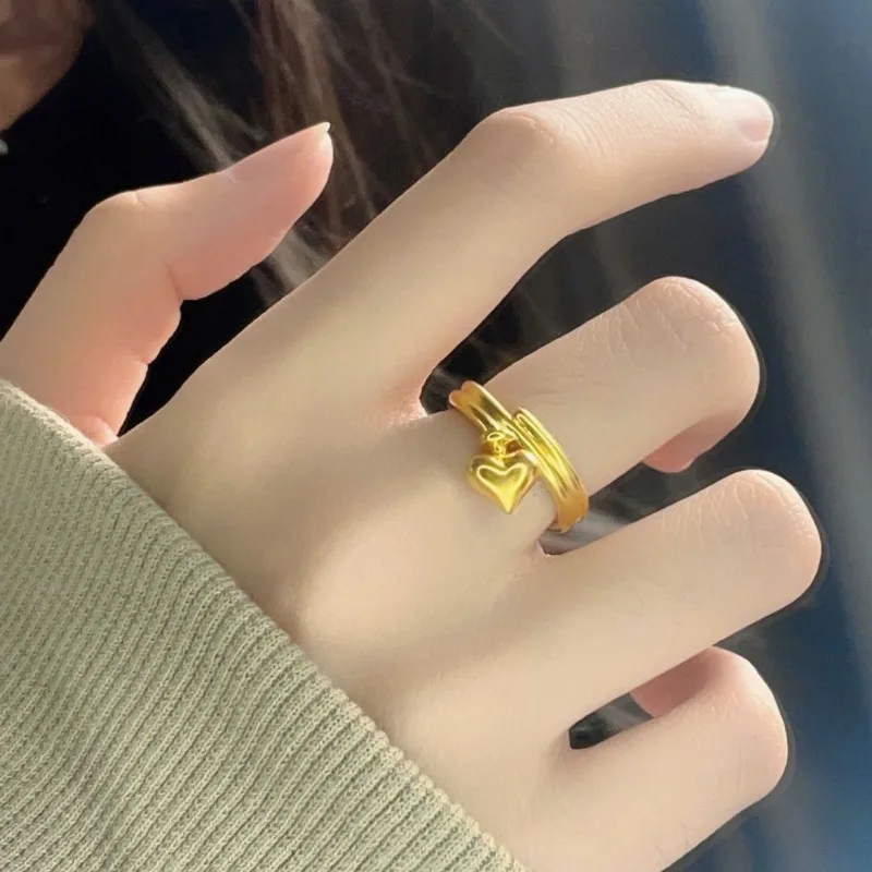 Xiaohongshu نفس الذهب خاتم الحب الذكي المرأة المتخصصة الأزياء الخفيفة الفاخرة عالية الشعور افتتاح حلقة قابلة للتعديل