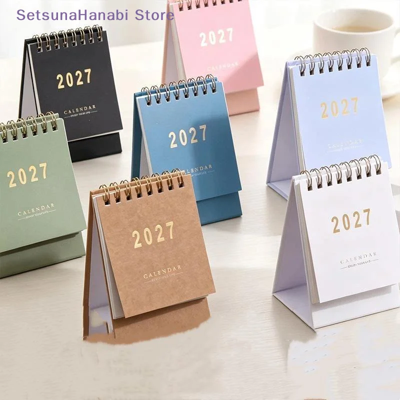 [W]2027 Mini Morandi Color Calendar Small Desk Calendar Memo Calendar Planner Desktop Decoration Office Stationery Gifts