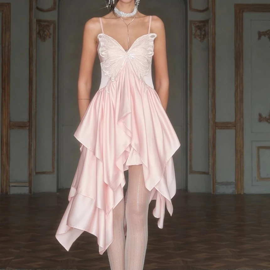 Roze satijnen jurk dames mouwloze gelaagde ruches elegante kleding dame streetwear chic slash hals vestidos bodycon party