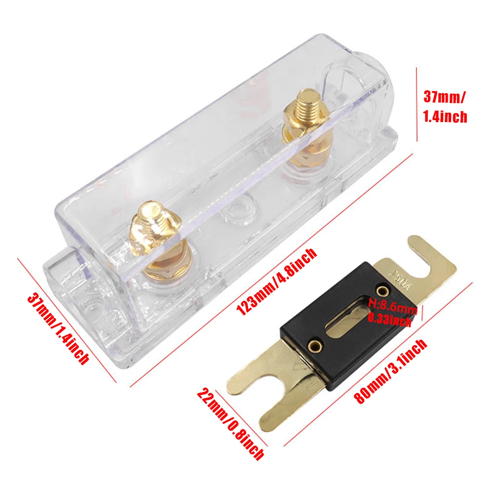 2/3 Car Audio System With Durable Alloy And Brass-copper Fuse Holder High-performance Anl Fuse Holder transparent 60A