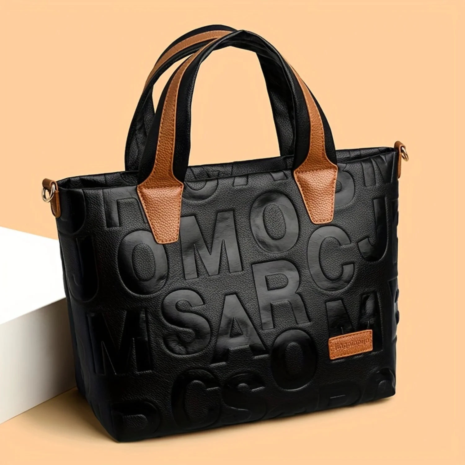 

Letter Embossed Tote Bag + Niche Design Crossbody: Chic Casual Satchel for Shopping & Commuting