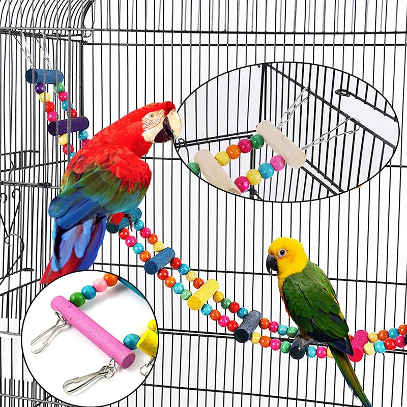 5-21pcs Pack Bird Toys Set Swing Chewing Training Toys Small Parrot Hanging Hammock Parrot Cage Bell Perch Toys with Ladder