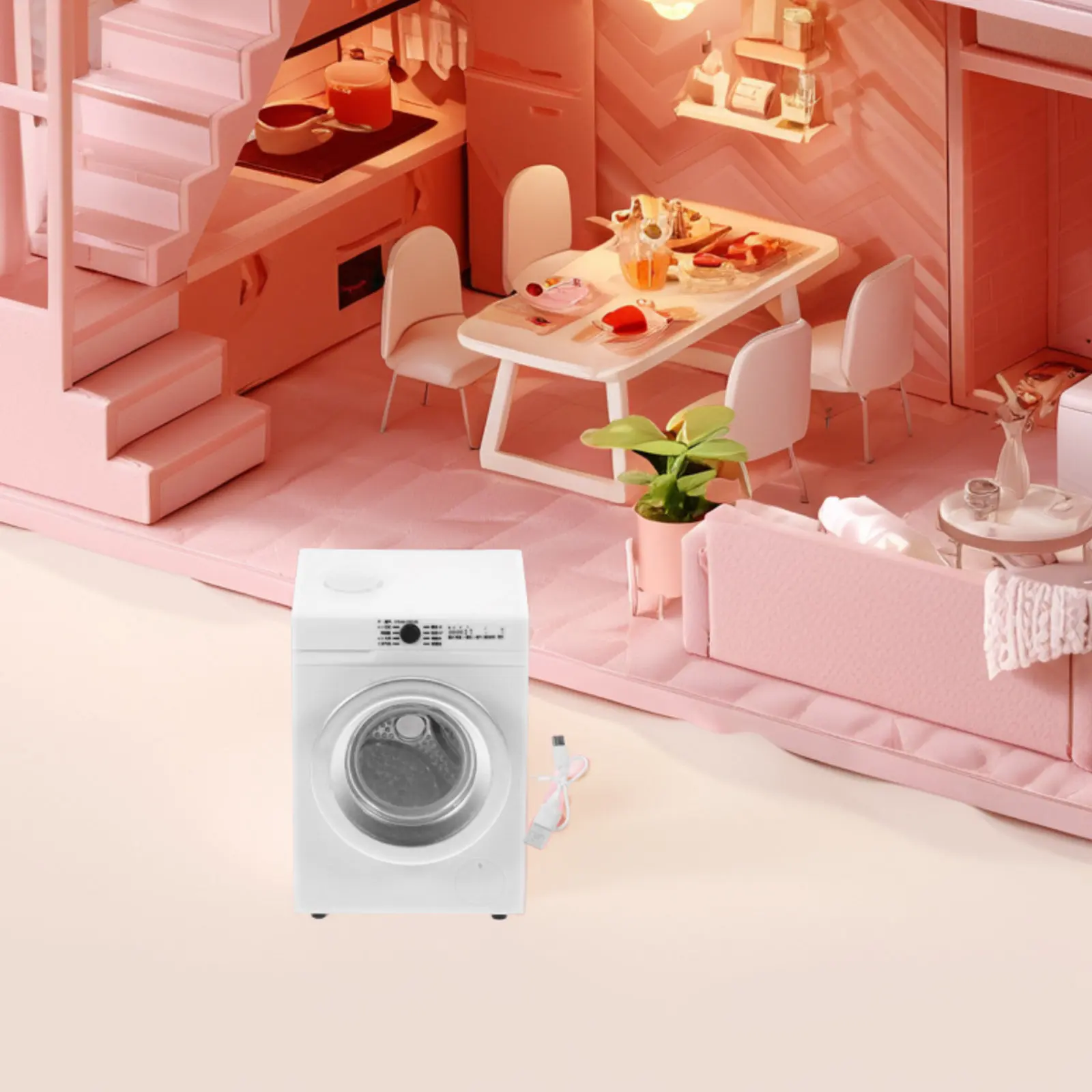

1 12 Scale Miniature Washing Machine Rechargeable Rotating Drum Interactive Home Decor Mini Appliance Portable Small House Prop