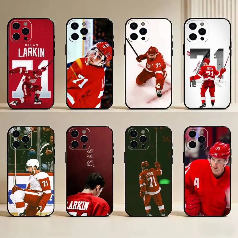 Funda para Teléfono con Diseño de Dylan Larkin, Jugador de Hockey sobre Hielo, para iPhone 17, 16, 15, 14, 13, 12, 11 Plus, Pro Max y Otros Modelos, Color Negro Suave