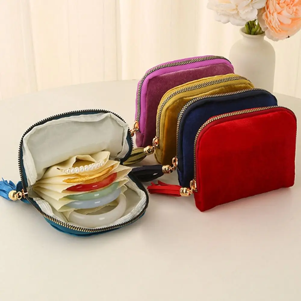 Creative Gift with Zipper Jewelry Storage Bag Velvet Multifunctional Organizer Pouch Portable Anti-Scratch Jewelry Bag
