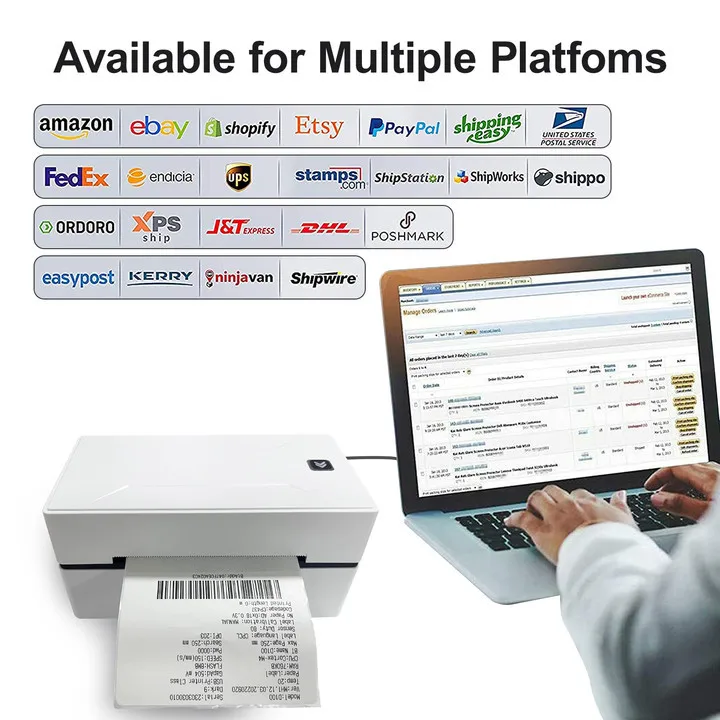Thermal label printer can print thermal label paper with a width of 38-110mm, suitable for small businesses, schools, and shops