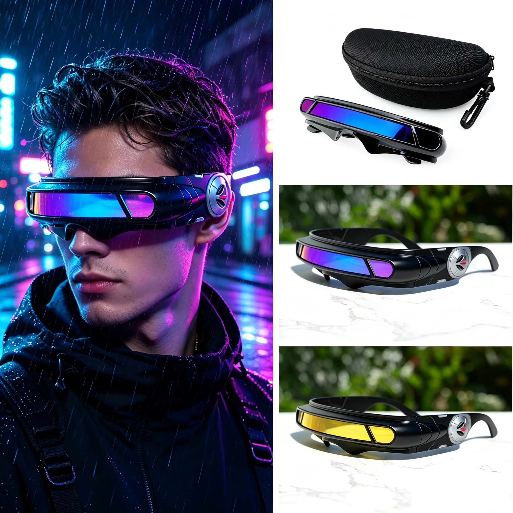 Futuristic Wrap-around Visor Sunglasses Unisex Polarized Shield Eyewear Memory Frame Mirrored Lens Halloween Party Glasses