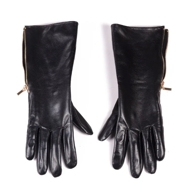 Leather Extended Zipper Gloves Goat Leather Mott Cycling Gloves Men's Winter
