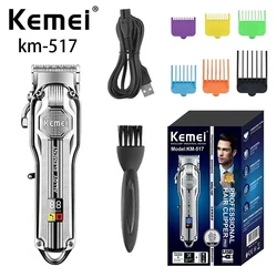 Kemei KM-517 USB Digital Display Hair Trimmer Professional High Quality Electric Hair Clipper Men Rechargeable Clippers