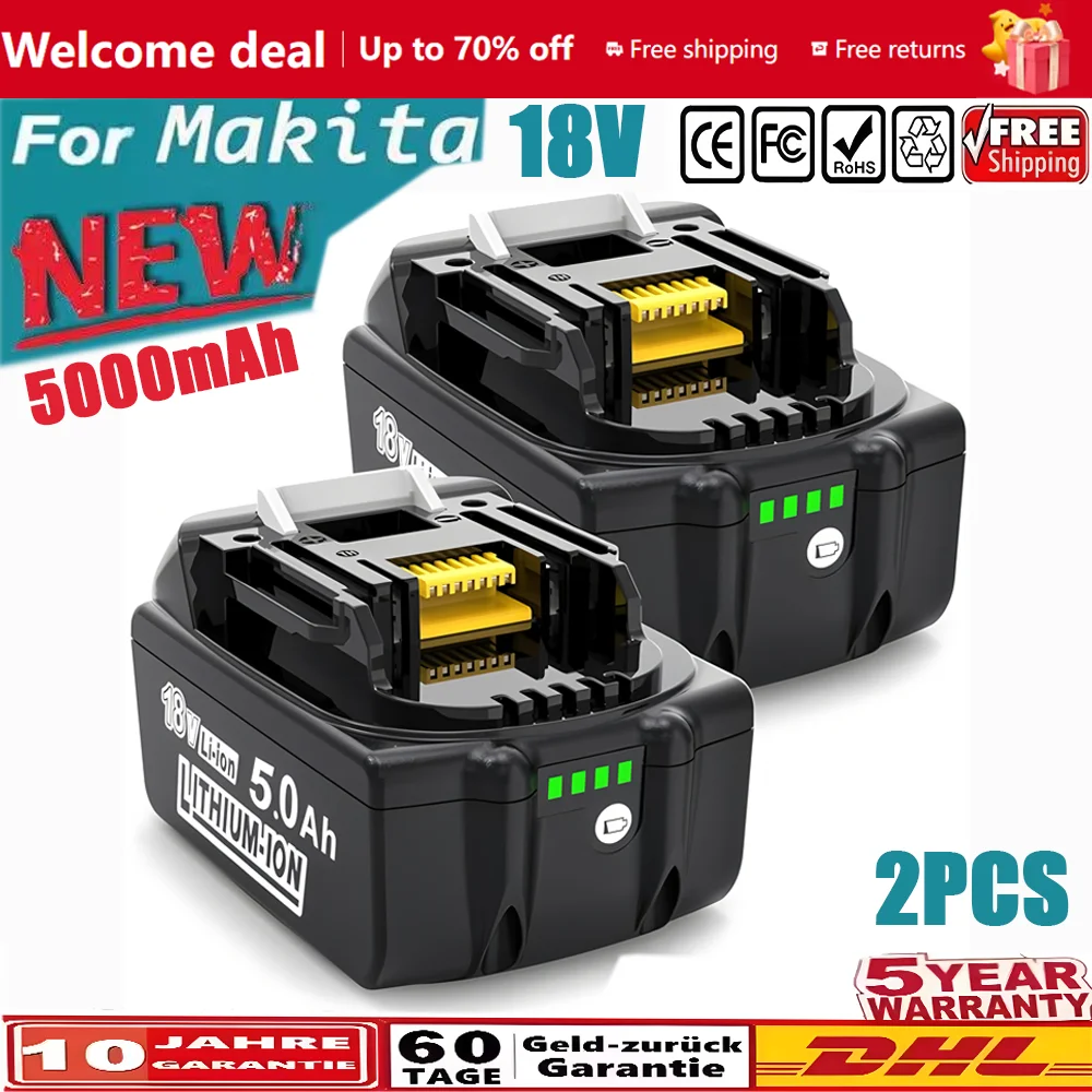 

Battery 18V for makita BL1840 BL1850 BL1830 BL1860 BL1850B screwdriver battery & charger 18v Replacement Power Tool Batteries.