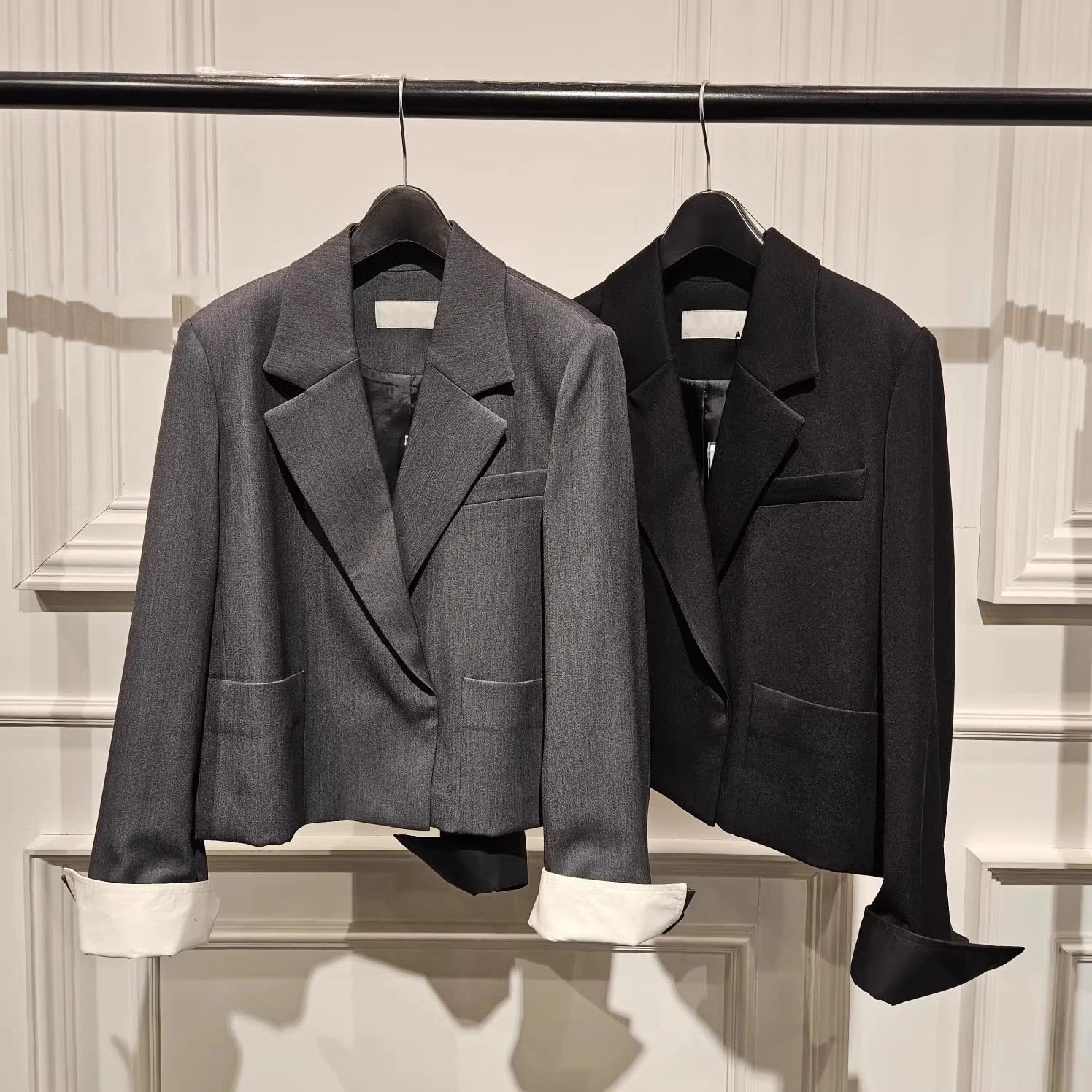 

Faionable женский костюм с высокой талией и цветными манжетами, пальто и брюки, комплект из двух предметов, бренд Selfwill