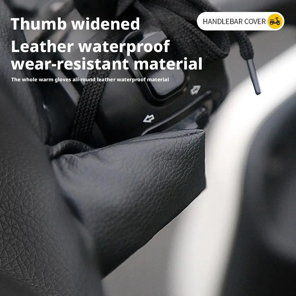 PU leather handlebar muffs motorcycle winter cover