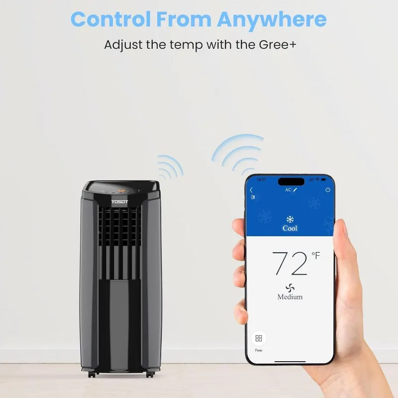 TOSOT-Climatiseur portable, contrôle Wifi intelligent, unité AC avec aquarelle, ventilateur, 10,200BTU (alerte C 6,200 BTU)