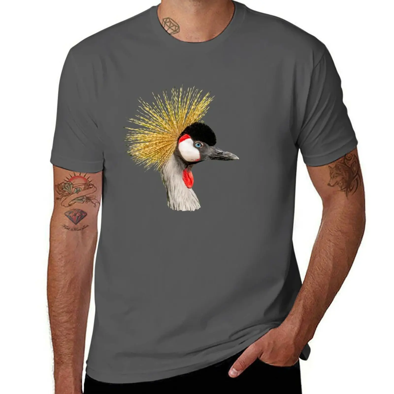 

a Crowned of Crane Portrait T-Shirt Fitness Quick Dry Short Sleeve Top