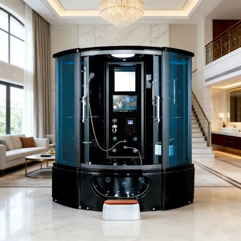 Standard Full Size Family Outdoor Steam Room Top Shower Massage Bathtub Cabin Bubble Bath With TV Mirror