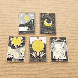 10pcs Tarot Sun Moon Star Skull Death Charm for Jewelry Making Enamel Necklace Pendant Keychain Accessories Diy Craft Supplies